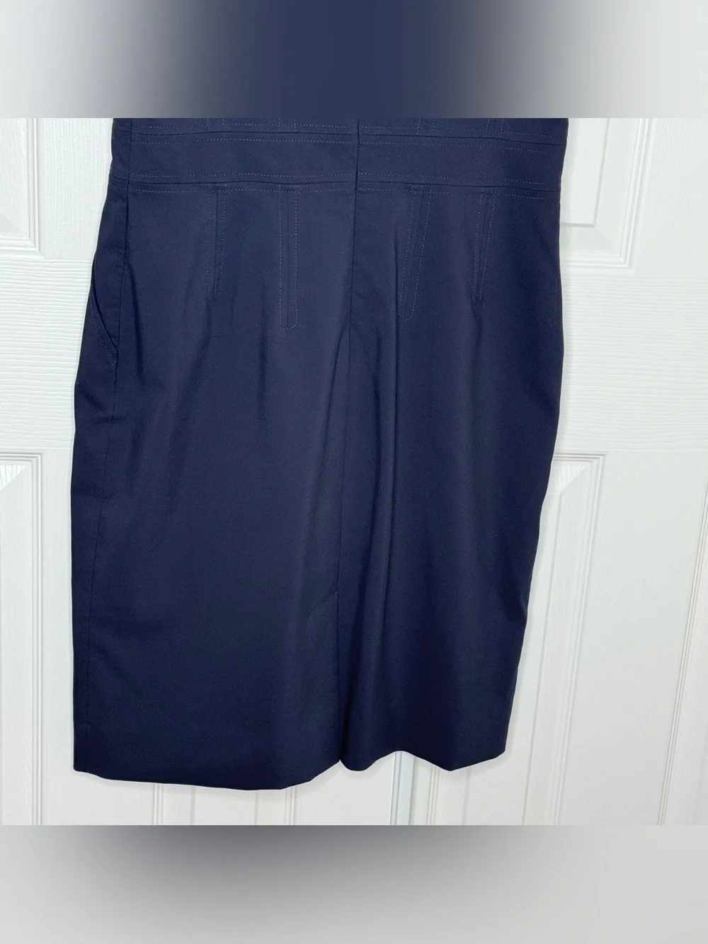 Tory Burch Short Sleeve Square Neck Blue Navy Cotton Sheath Dress Size 10